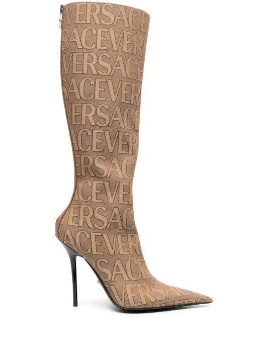 Brown Allover Knee-high Boots