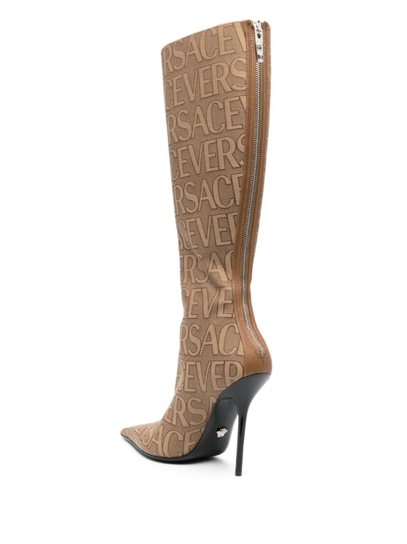 Brown Allover Knee-high Boots