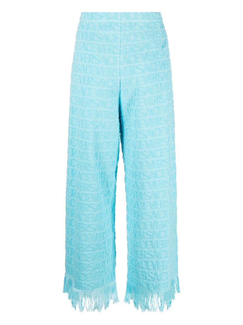 X Dua Lipa Blue Jacquard Allover Beach Trousers