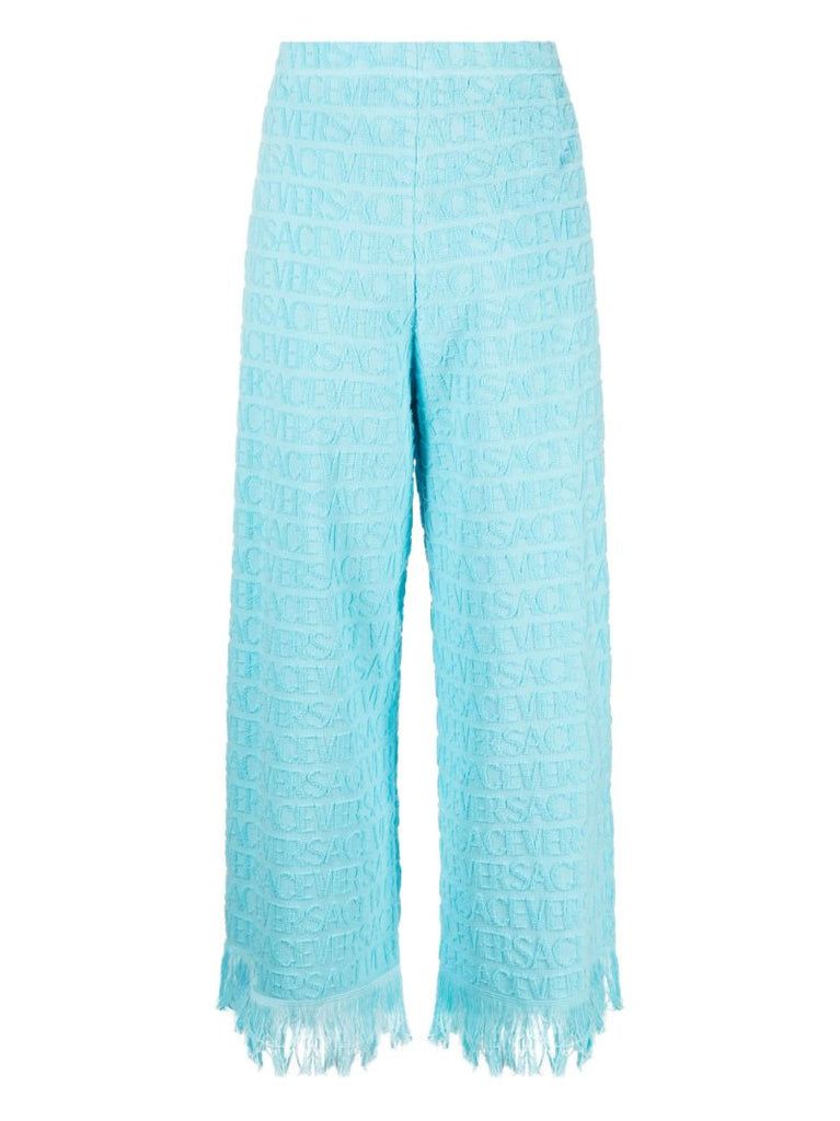 X Dua Lipa Blue Jacquard Allover Beach Trousers