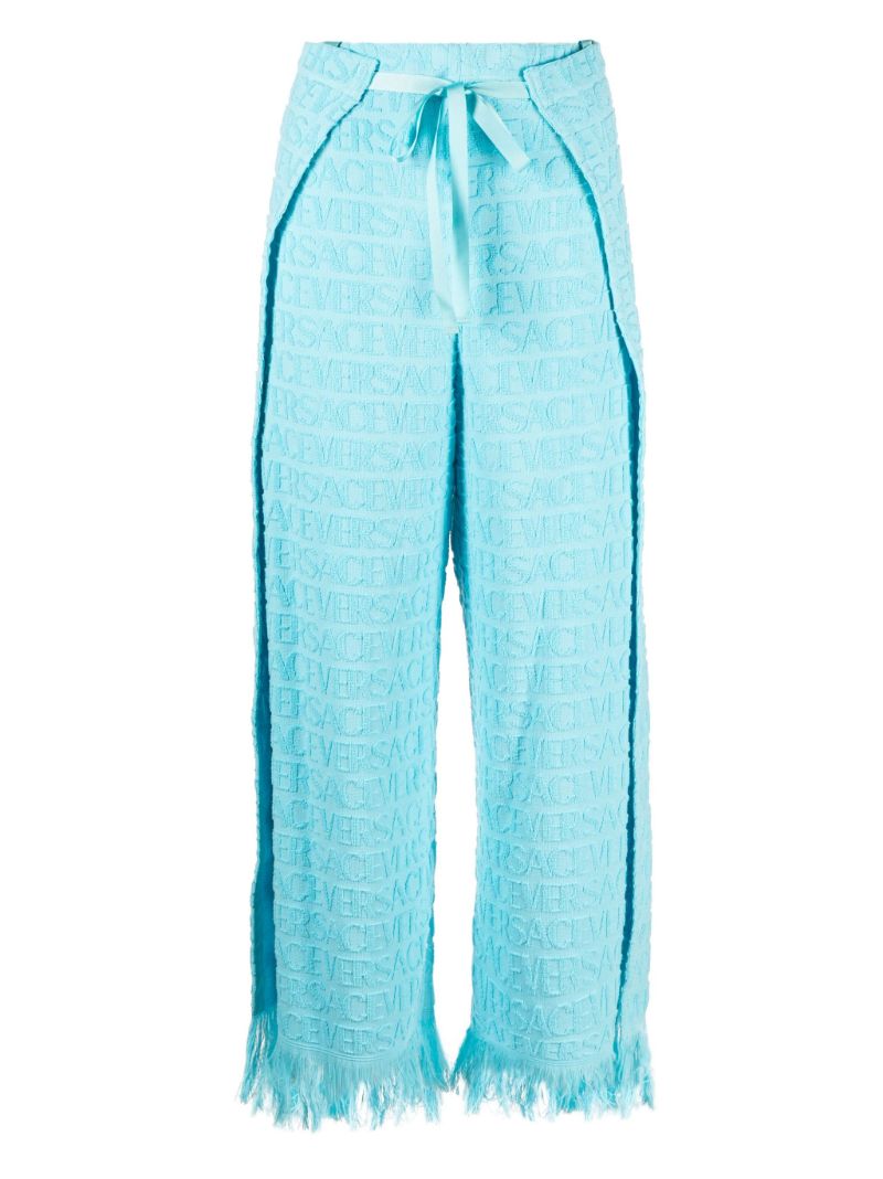 X Dua Lipa Blue Jacquard Allover Beach Trousers