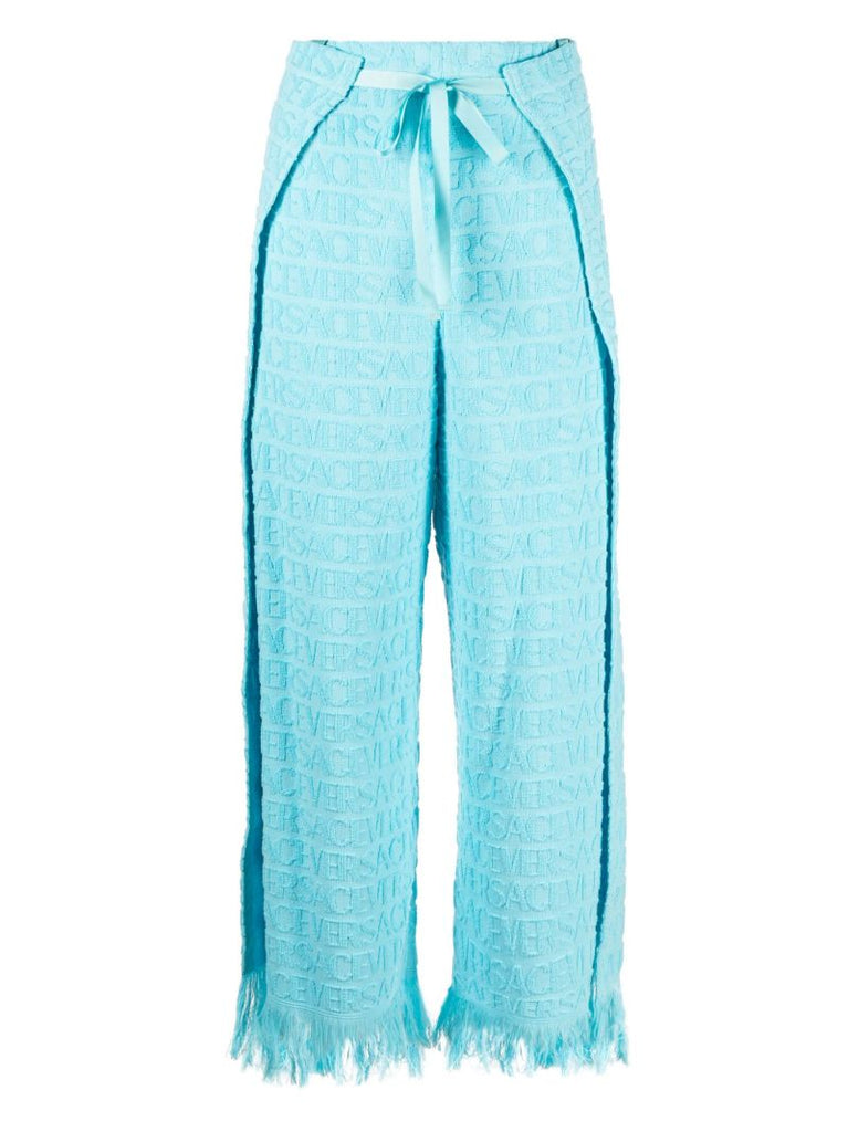 X Dua Lipa Blue Jacquard Allover Beach Trousers