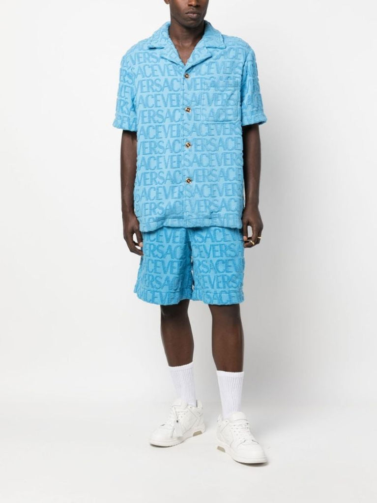 Blue Logo-jacquard Towel Shorts