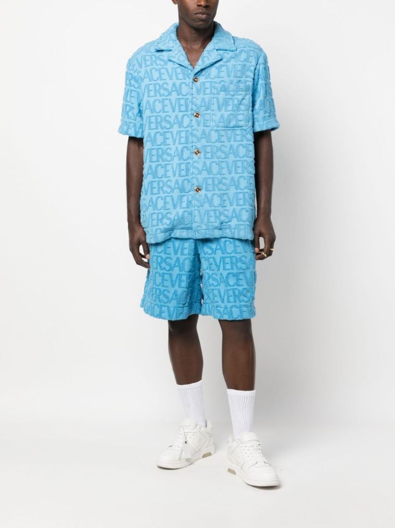Blue Logo-jacquard Towel Shorts