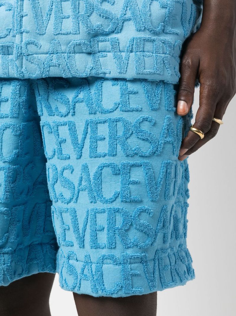 Blue Logo-jacquard Towel Shorts