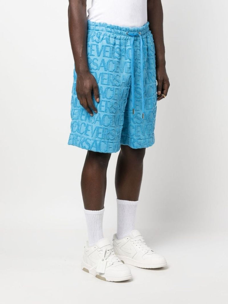 Blue Logo-jacquard Towel Shorts