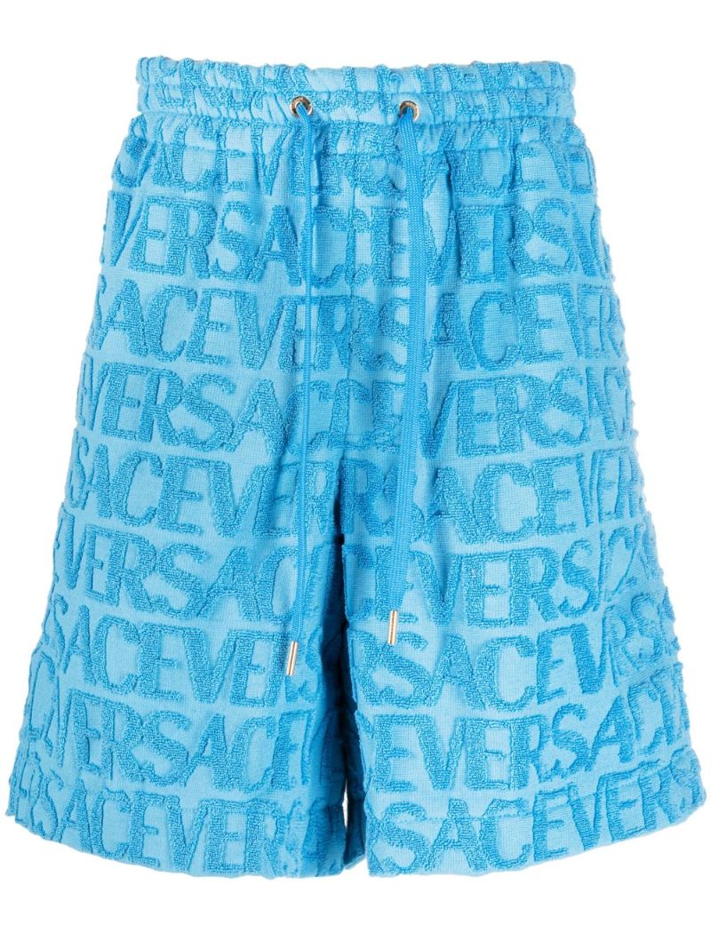 Blue Logo-jacquard Towel Shorts
