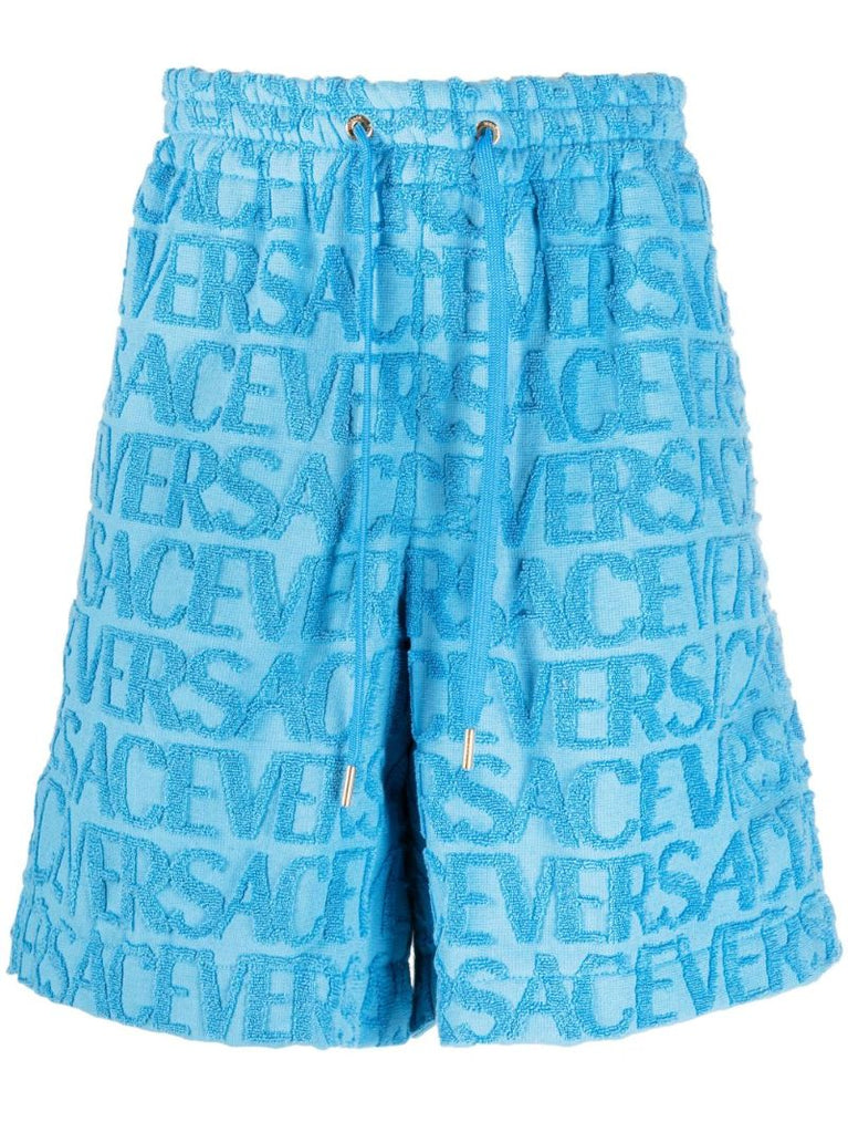 Blue Logo-jacquard Towel Shorts