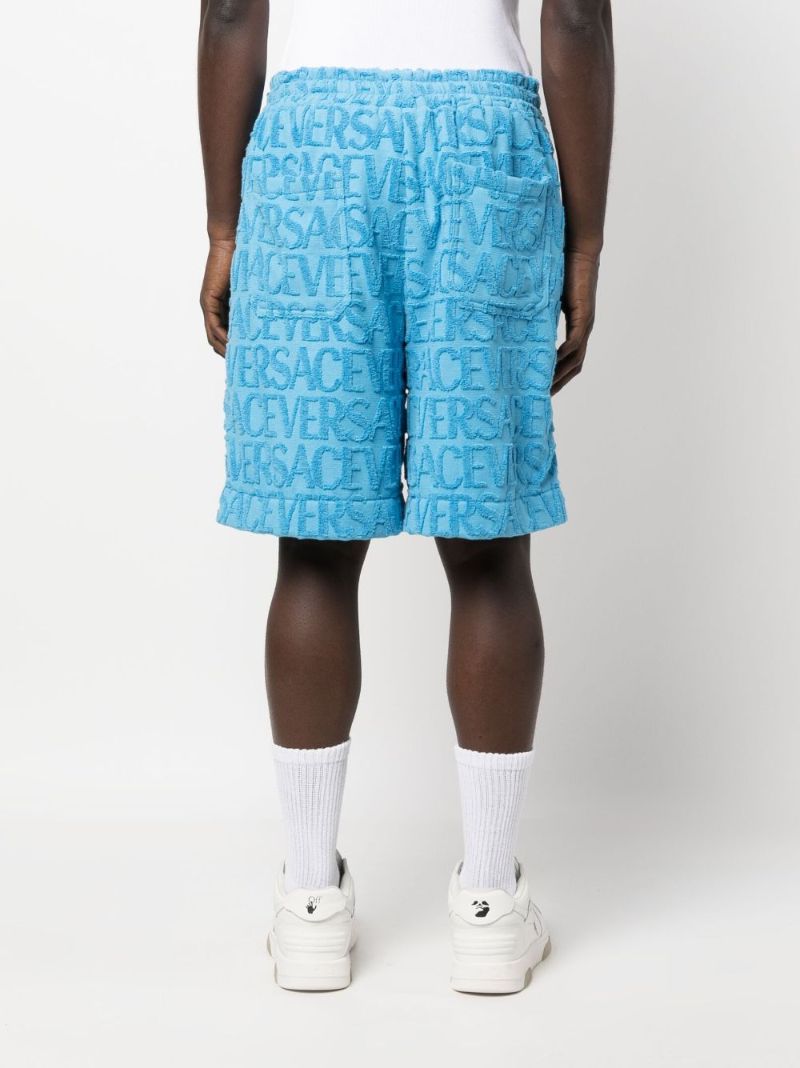 Blue Logo-jacquard Towel Shorts
