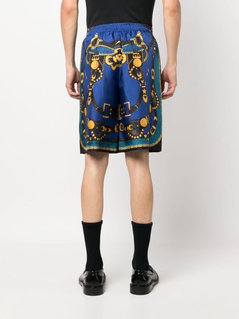 Blue Medusa Harness Silk Shorts
