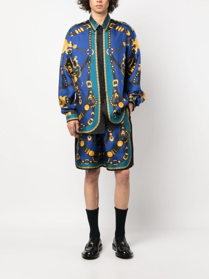 Blue Medusa Harness Silk Shorts