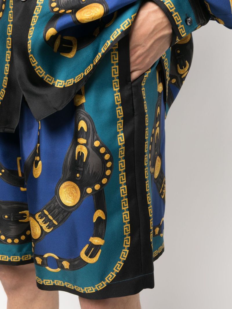 Blue Medusa Harness Silk Shorts