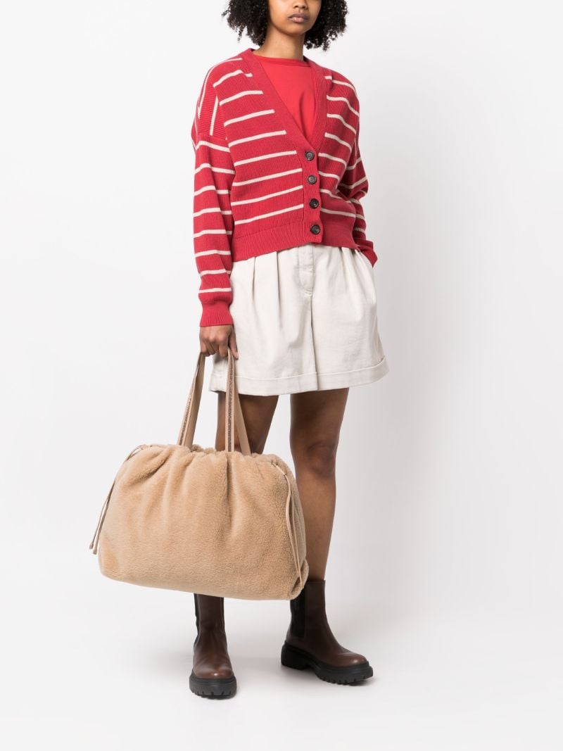 Neutral Shearling Tote Bag
