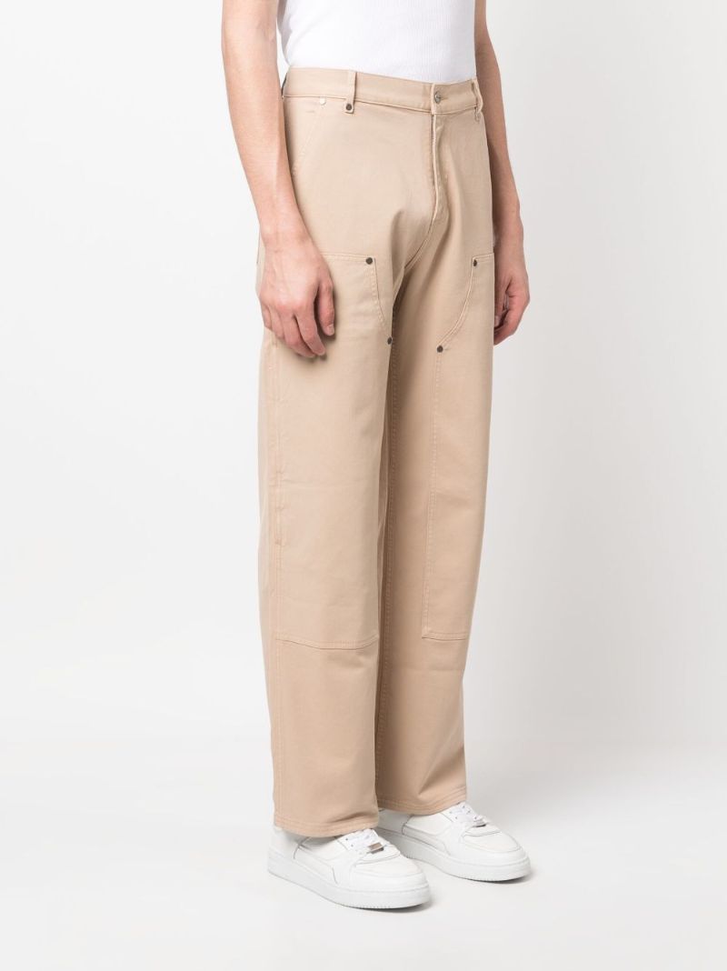 Beige Utility Wide-leg Trousers