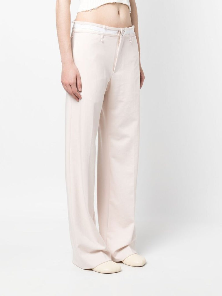 Pink Cotton Straight-leg Trousers