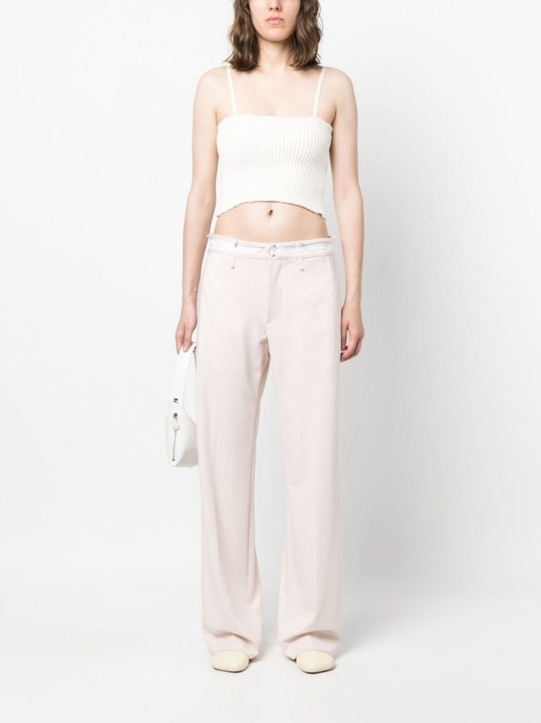 Pink Cotton Straight-leg Trousers