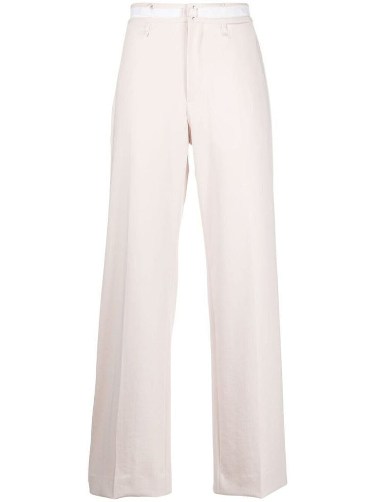 Pink Cotton Straight-leg Trousers
