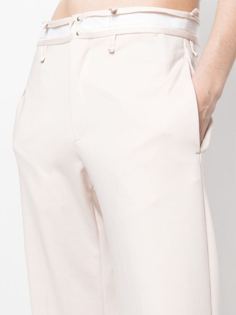 Pink Cotton Straight-leg Trousers