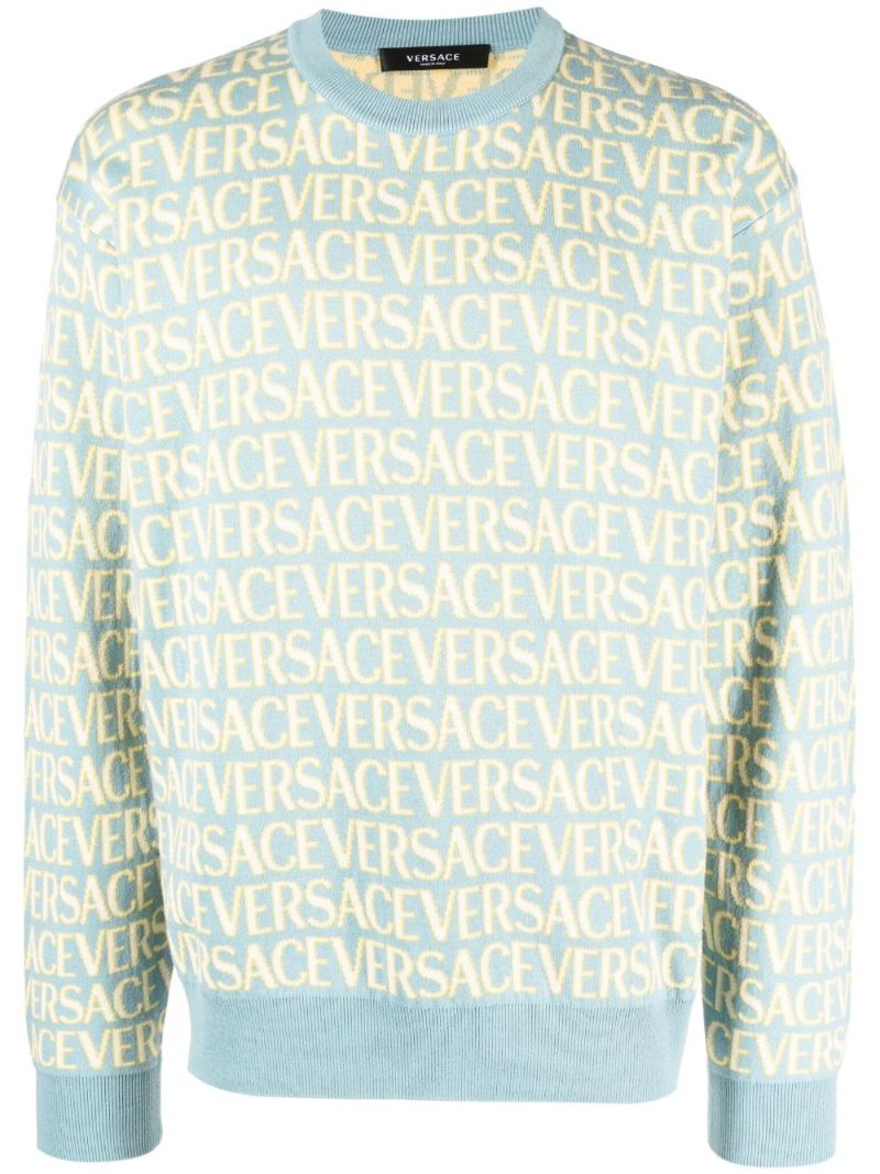 Blue Versace Allover Cotton Sweater