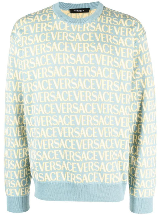 Blue Versace Allover Cotton Sweater