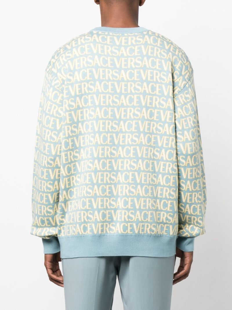 Blue Versace Allover Cotton Sweater