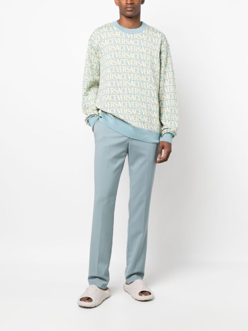 Blue Versace Allover Cotton Sweater