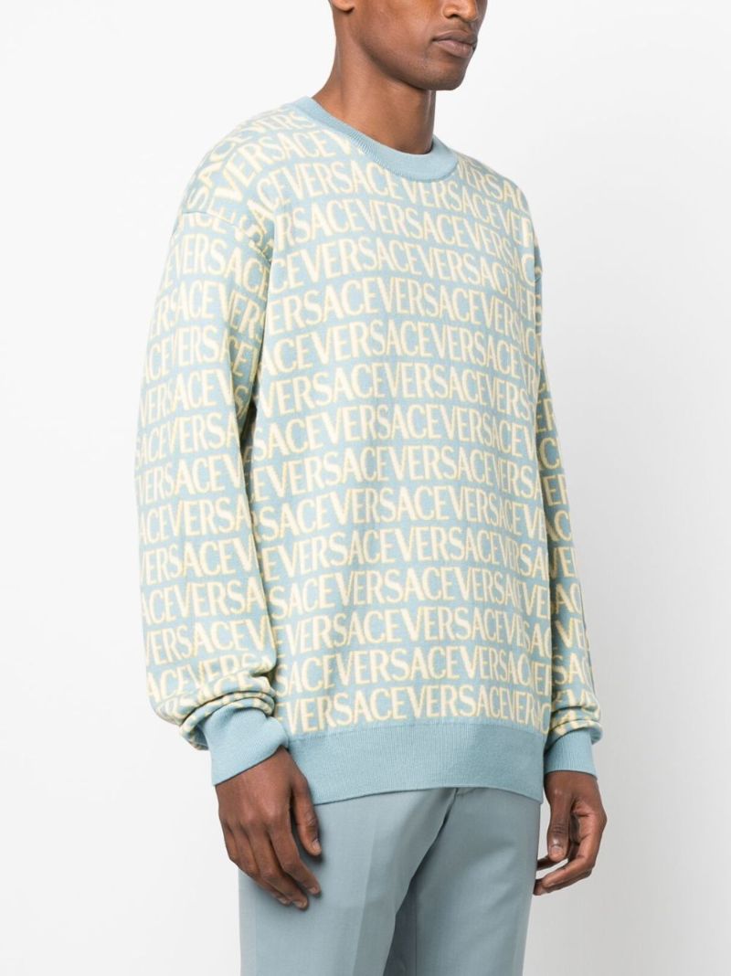 Blue Versace Allover Cotton Sweater