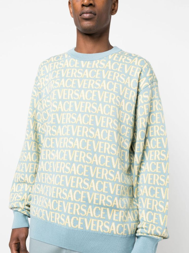 Blue Versace Allover Cotton Sweater