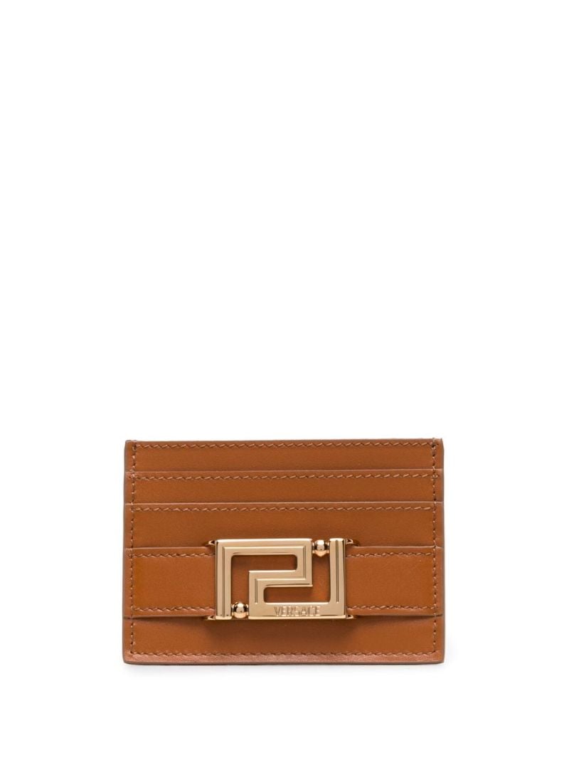 Brown Greca Goddess Leather Cardholder