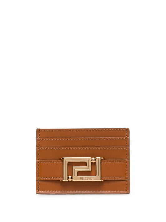 Brown Greca Goddess Leather Cardholder