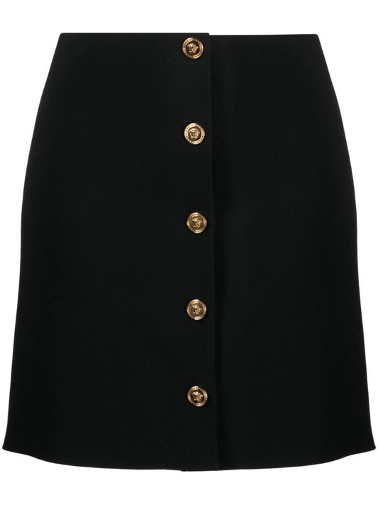 Black Medusa Buttoned Up A-line Skirt