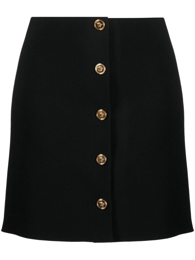 Black Medusa Buttoned Up A-line Skirt