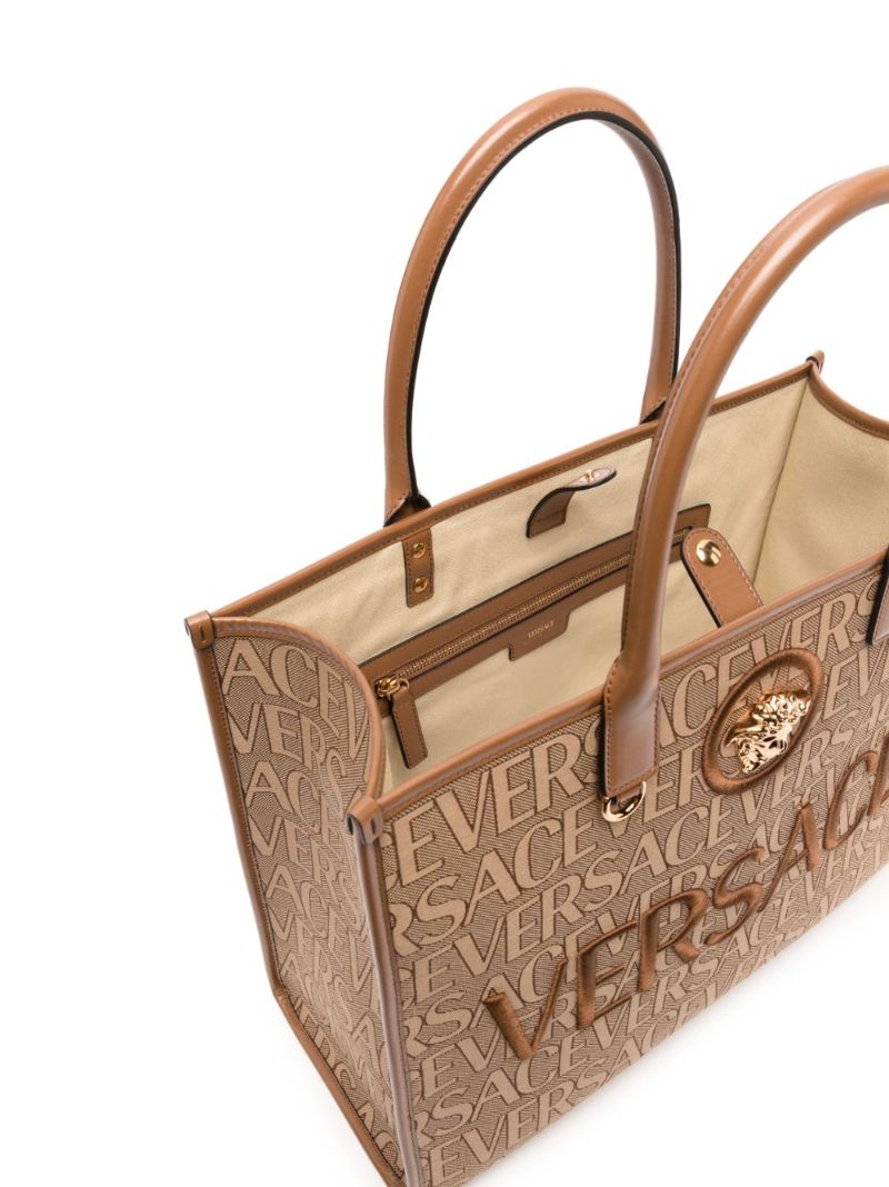 Brown Large Allover Tote Bag