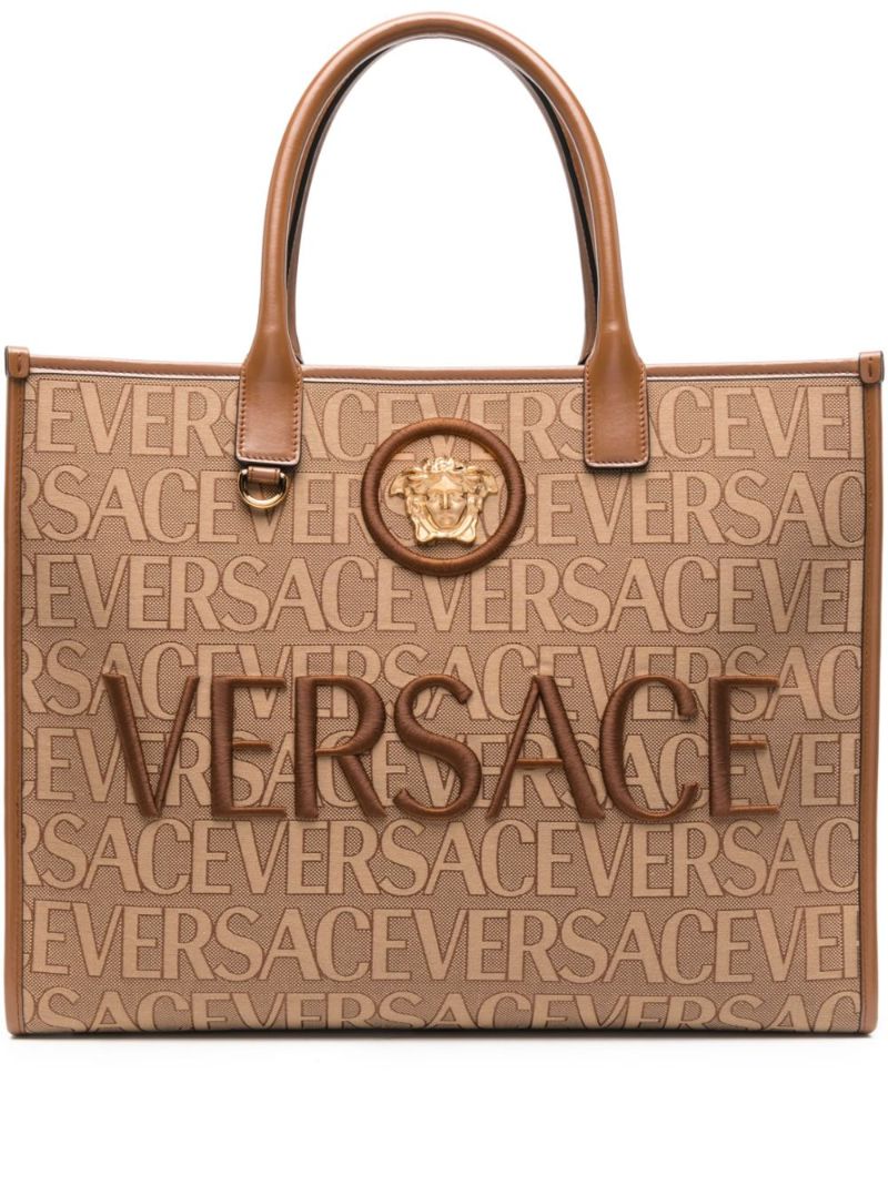 Brown Large Allover Tote Bag