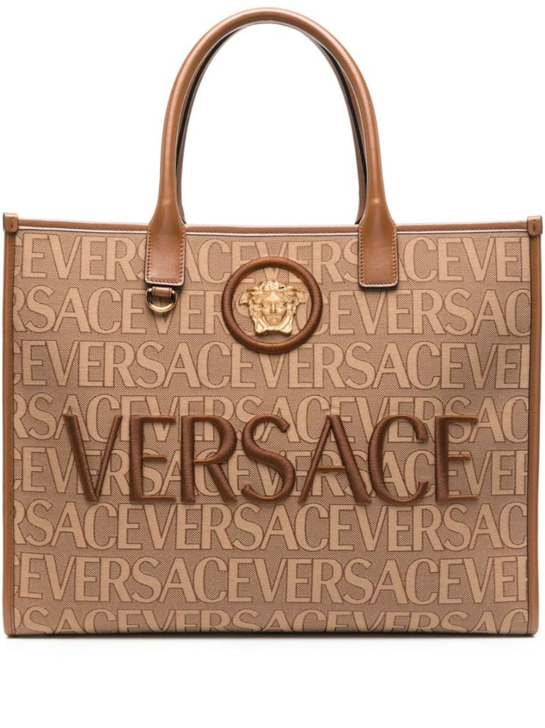 Brown Large Allover Tote Bag
