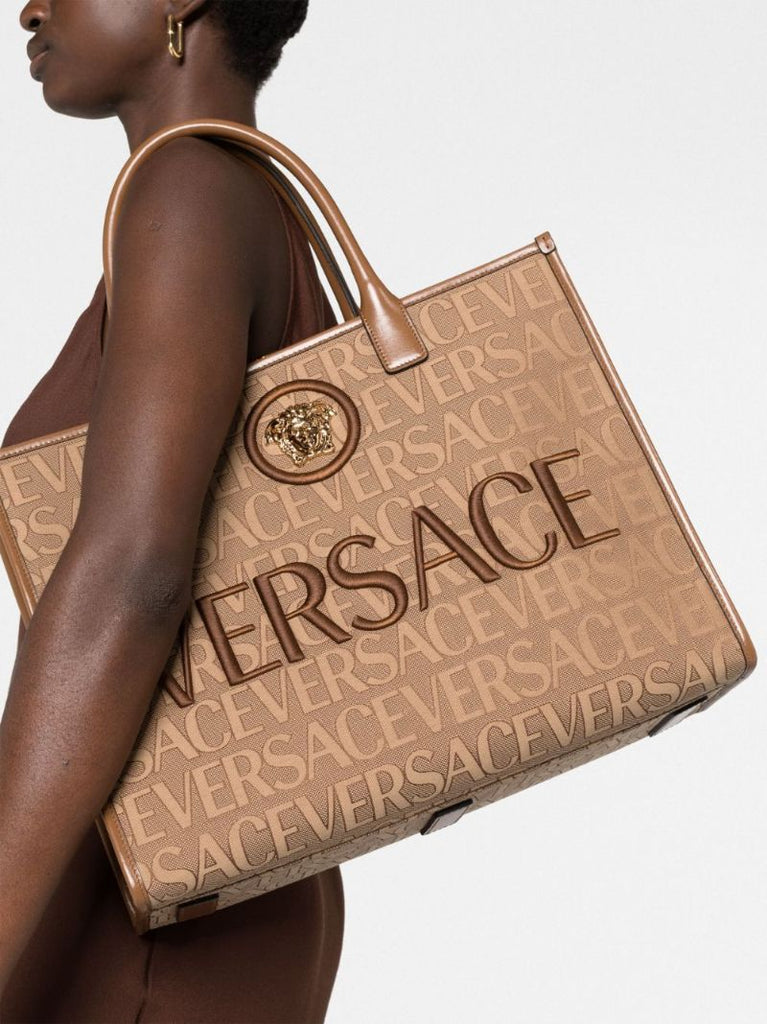 Brown Large Allover Tote Bag
