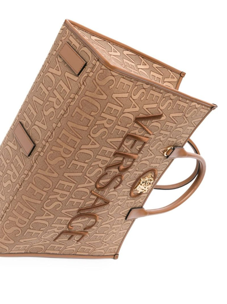 Brown Large Allover Tote Bag
