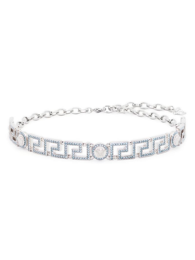 Silver-tone Medusa Crystal Necklace
