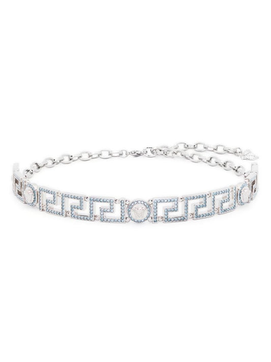 Silver-tone Medusa Crystal Necklace