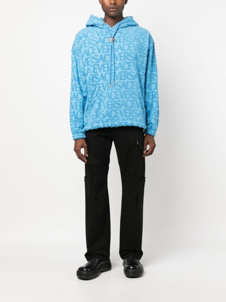 Blue Allover Terrycloth Hoodie