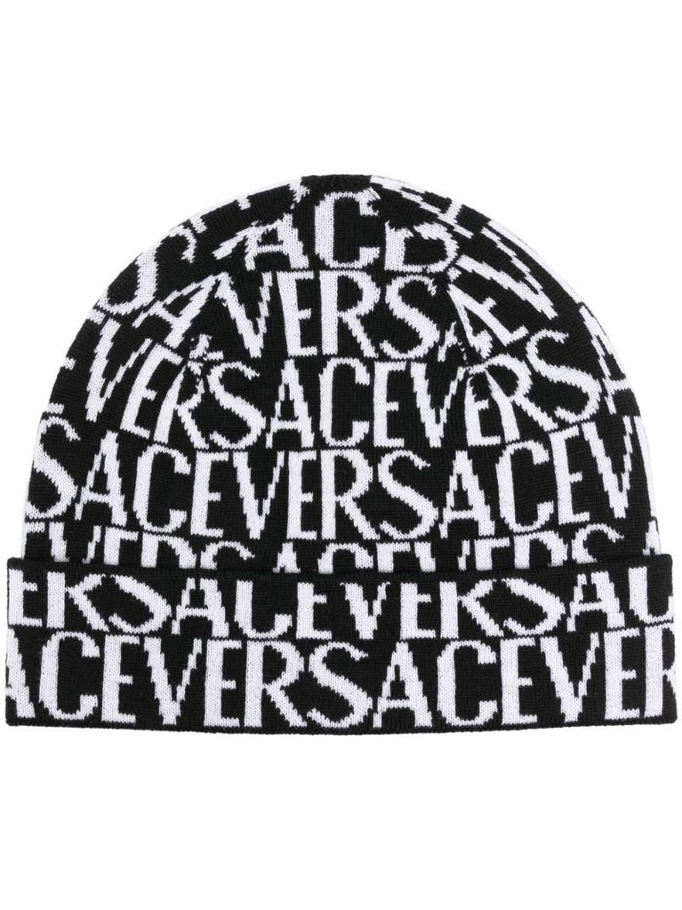 Black Logo Intarsia Beanie