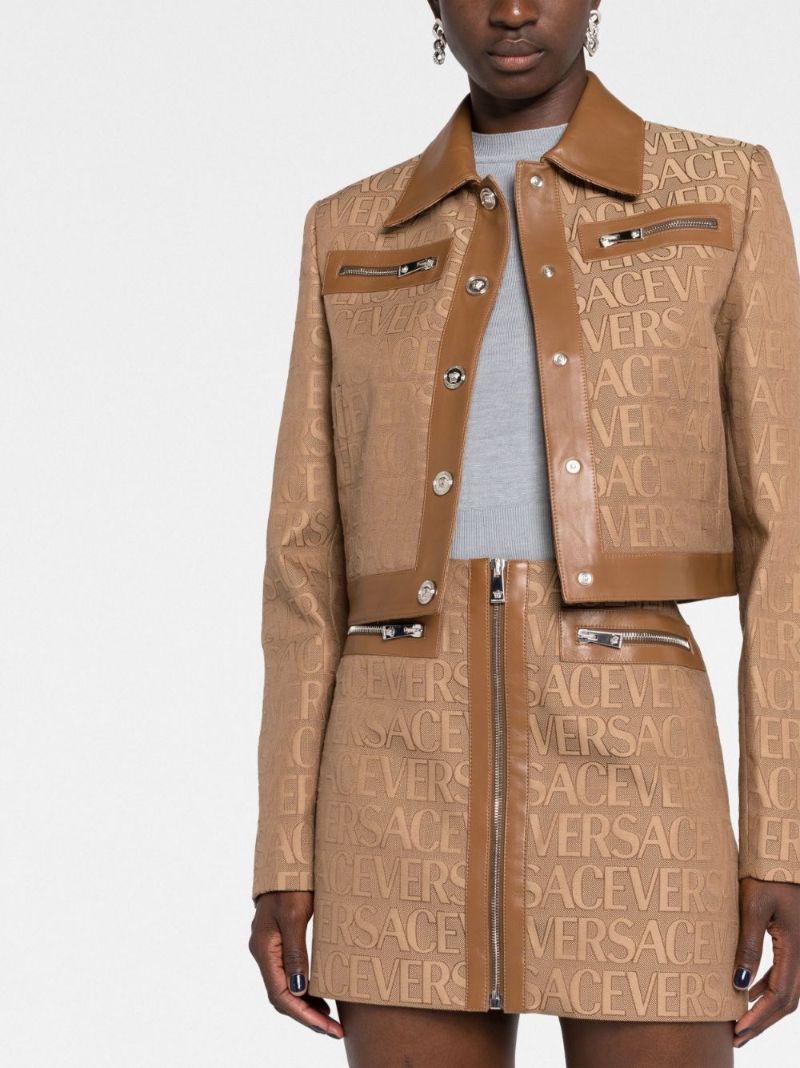 Brown Allover Zip-up Mini Skirt