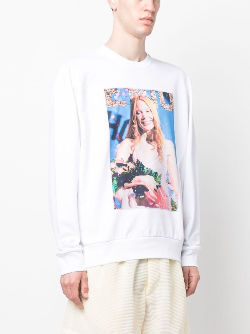 White Graphic Print Sweatshirt