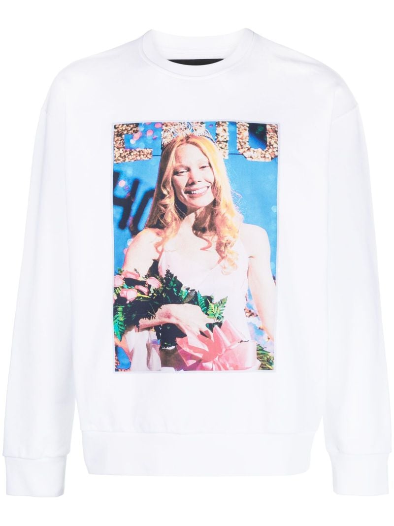 White Graphic Print Sweatshirt