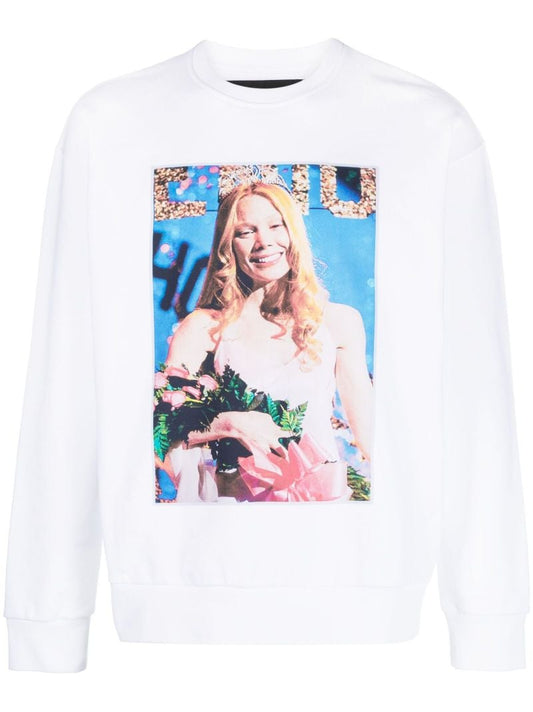 White Graphic Print Sweatshirt