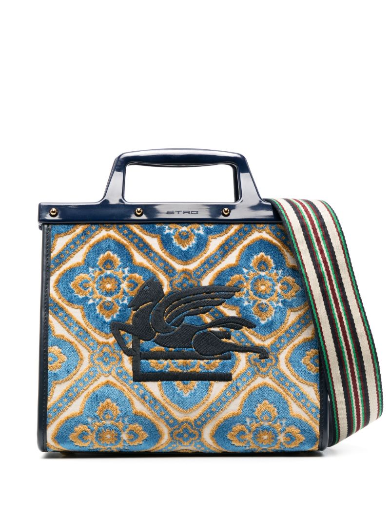 Blue Love Trotter Small Jacquard Tote Bag