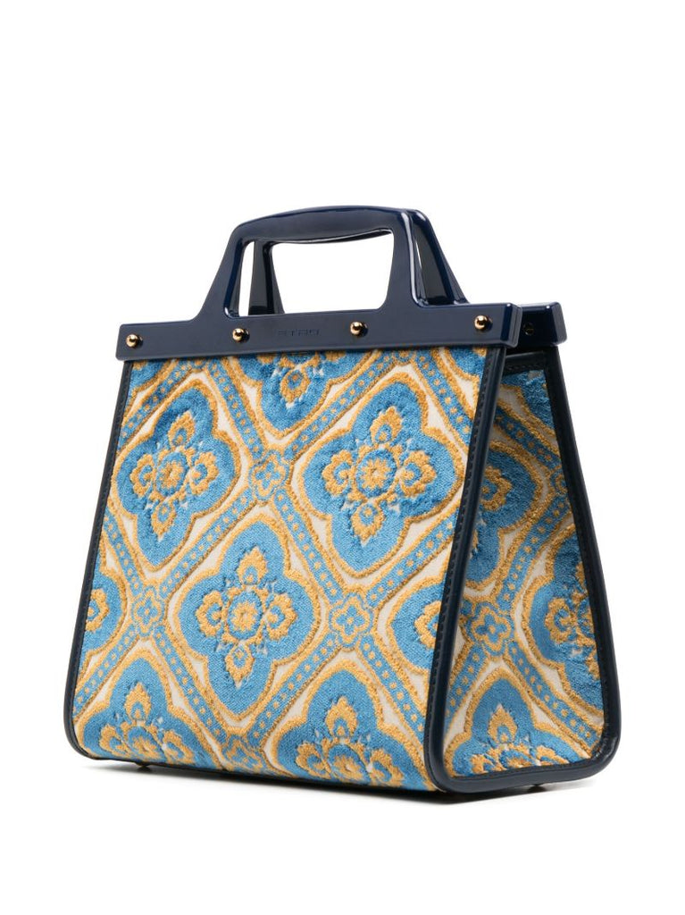 Blue Love Trotter Small Jacquard Tote Bag