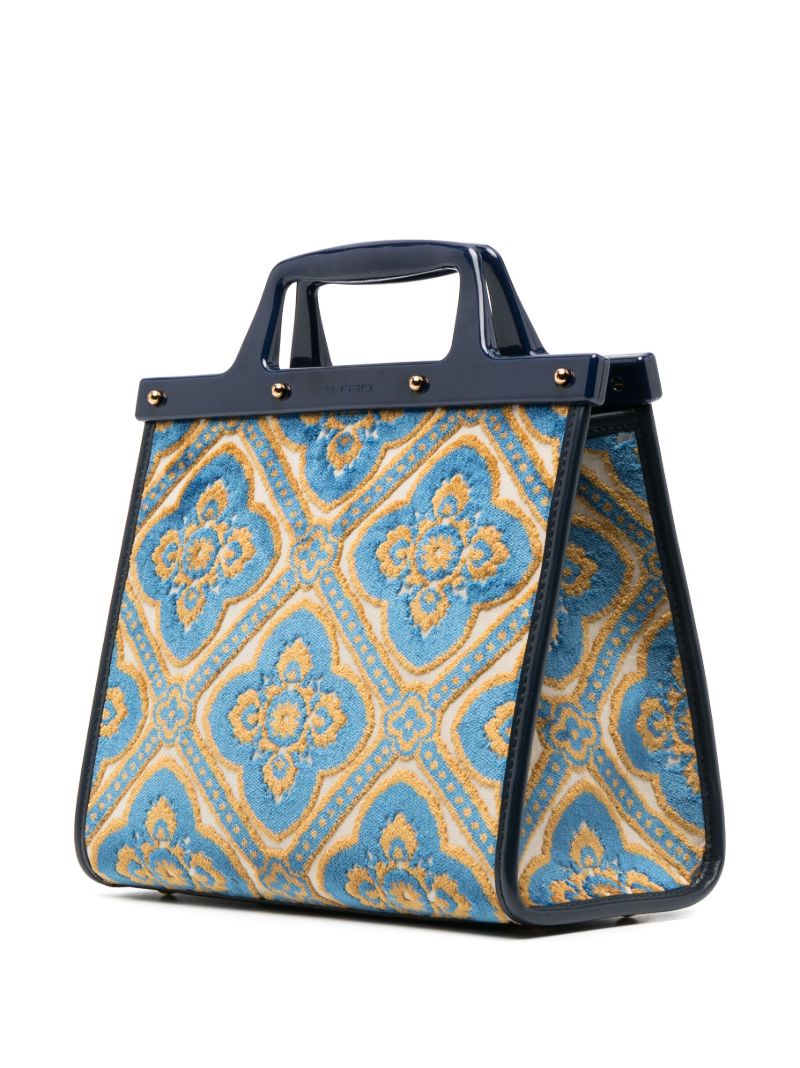 Blue Love Trotter Small Jacquard Tote Bag