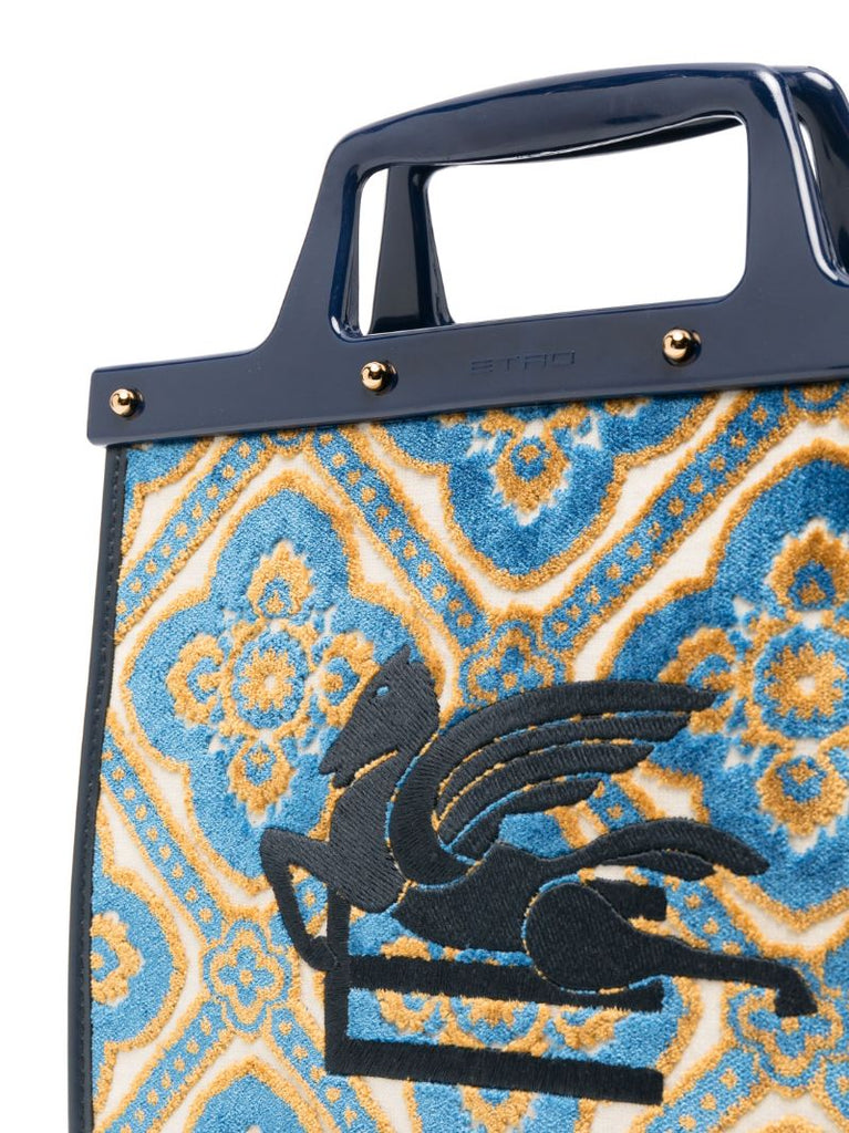 Blue Love Trotter Small Jacquard Tote Bag