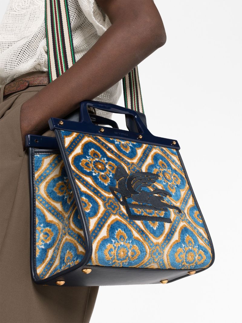 Blue Love Trotter Small Jacquard Tote Bag
